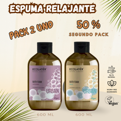 Pack Spa en Casa: Espuma de Baño Relajante de Lavanda y Nectarina + Amaranto y Té Blanco